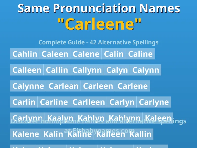 Infographic: Carleene same pronunciation names, similar names, and homophone names
