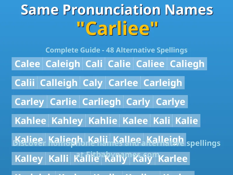 Infographic: Carliee same pronunciation names, similar names, and homophone names