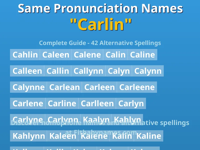 Infographic: Carlin same pronunciation names, similar names, and homophone names