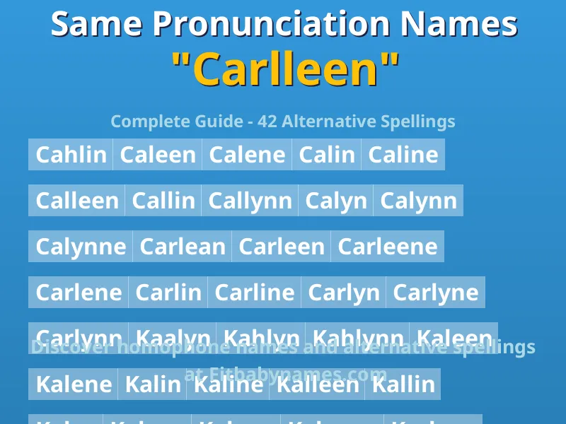 Infographic: Carlleen same pronunciation names, similar names, and homophone names