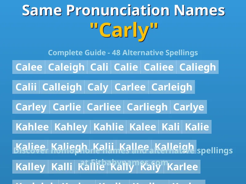 Infographic: Carly same pronunciation names, similar names, and homophone names