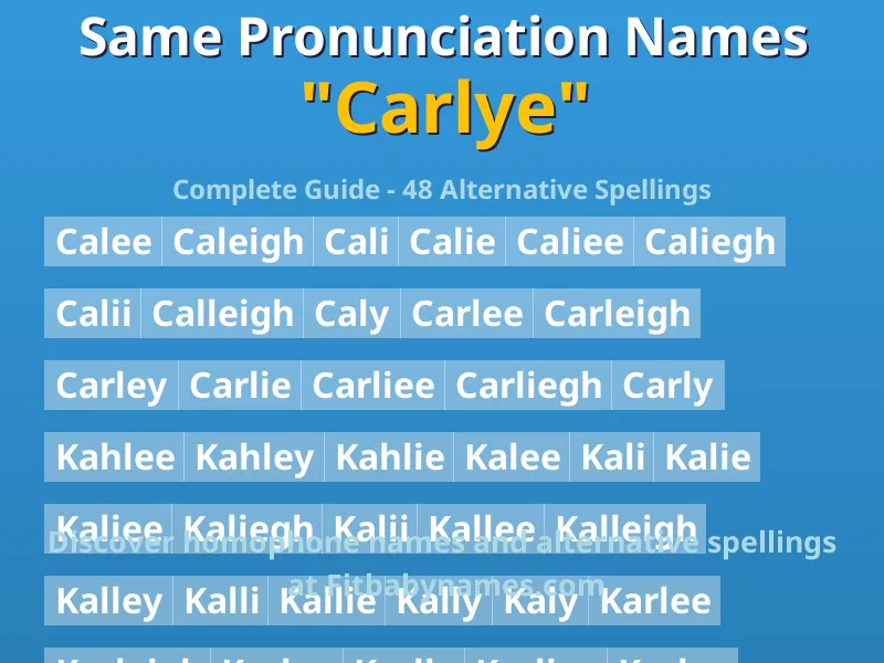 Infographic: Carlye same pronunciation names, similar names, and homophone names