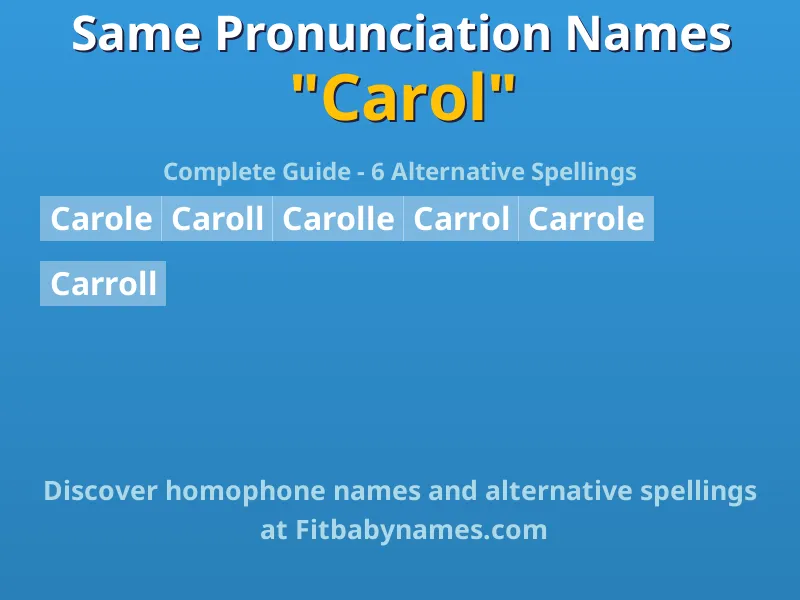 Infographic: Carol same pronunciation names, similar names, and homophone names