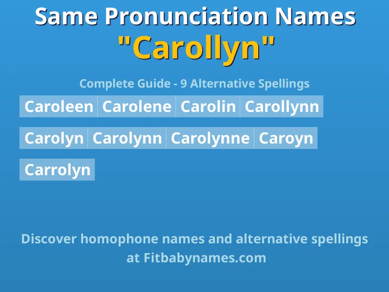 Infographic: Carollyn same pronunciation names, similar names, and homophone names