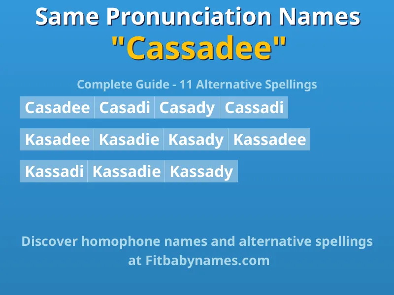 Infographic: Cassadee same pronunciation names, similar names, and homophone names
