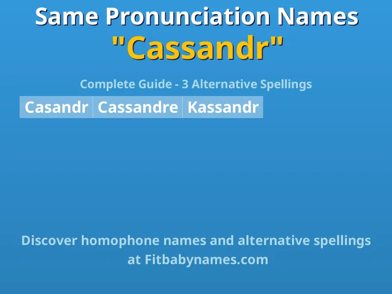 Infographic: Cassandr same pronunciation names, similar names, and homophone names