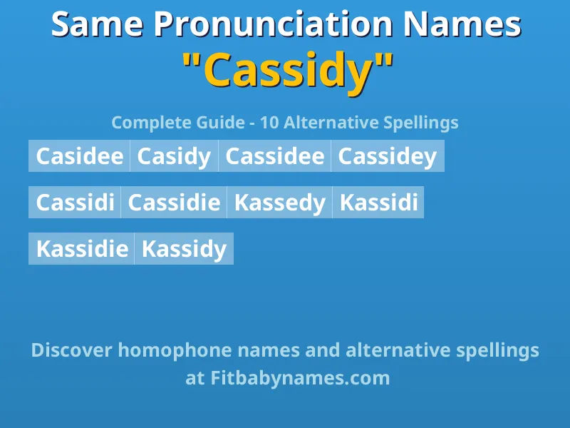 Infographic: Cassidy same pronunciation names, similar names, and homophone names