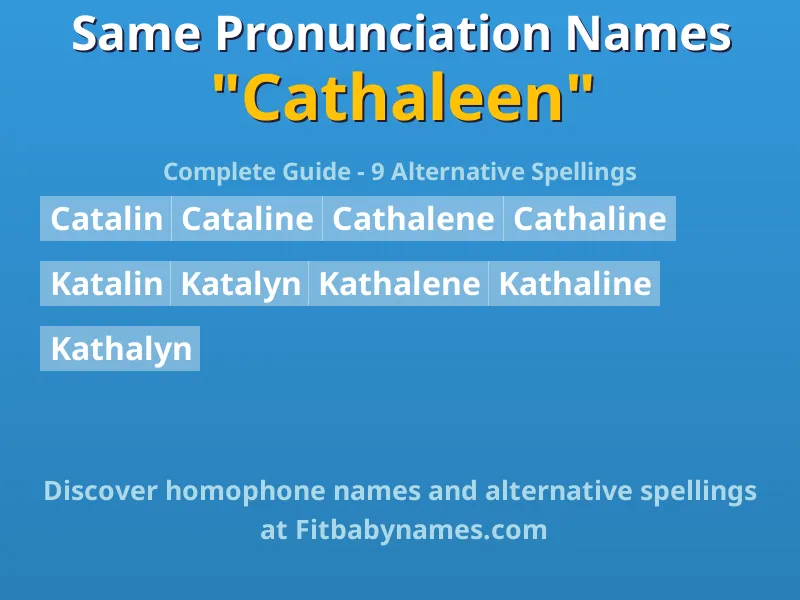 Infographic: Cathaleen same pronunciation names, similar names, and homophone names