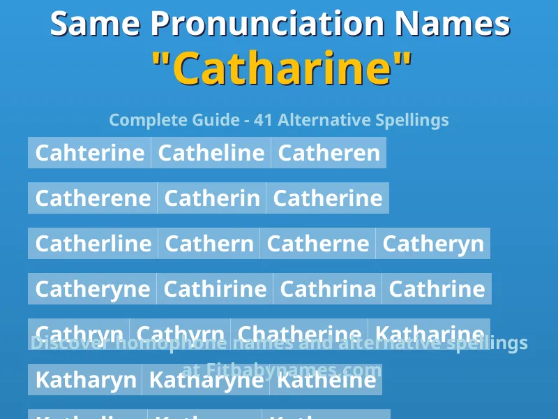 Infographic: Catharine same pronunciation names, similar names, and homophone names