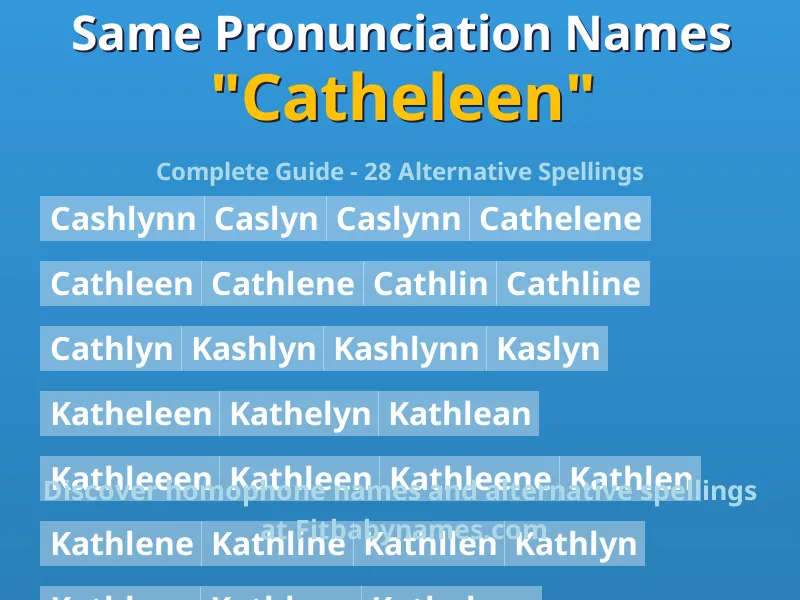 Infographic: Catheleen same pronunciation names, similar names, and homophone names