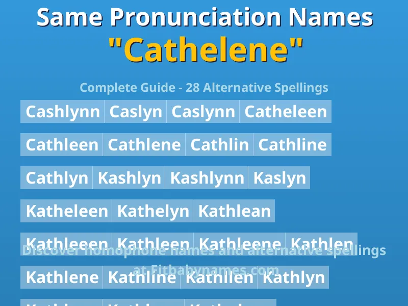 Infographic: Cathelene same pronunciation names, similar names, and homophone names