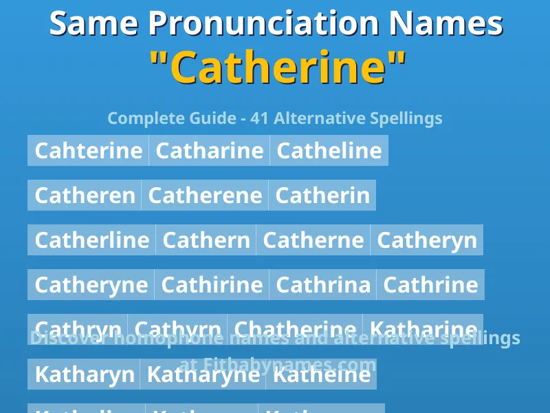 Infographic: Catherine same pronunciation names, similar names, and homophone names