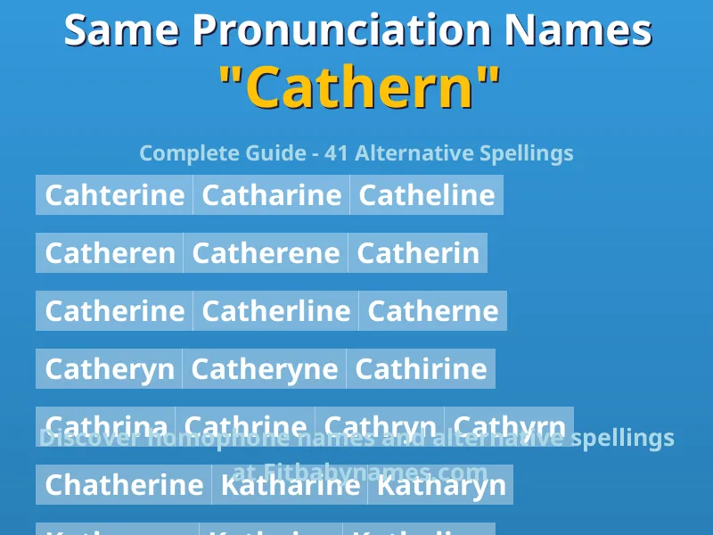 Infographic: Cathern same pronunciation names, similar names, and homophone names