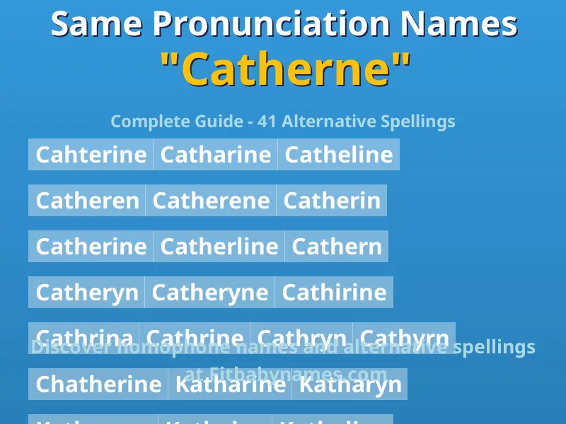 Infographic: Catherne same pronunciation names, similar names, and homophone names