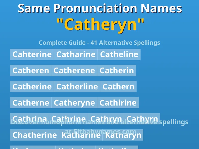 Infographic: Catheryn same pronunciation names, similar names, and homophone names