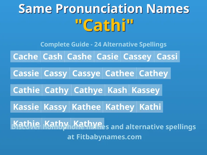 Infographic: Cathi same pronunciation names, similar names, and homophone names