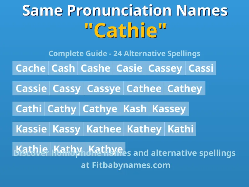 Infographic: Cathie same pronunciation names, similar names, and homophone names
