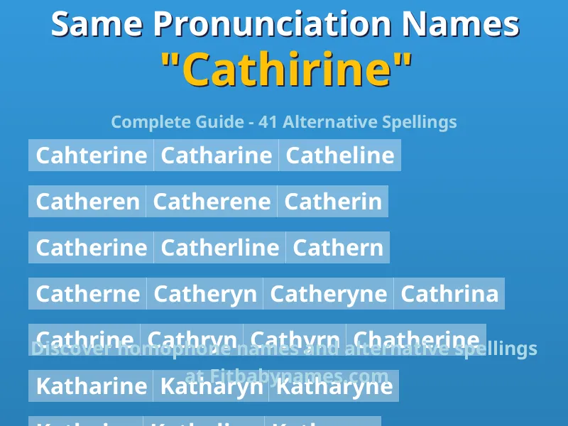 Infographic: Cathirine same pronunciation names, similar names, and homophone names