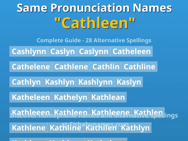 Infographic: Cathleen same pronunciation names, similar names, and homophone names