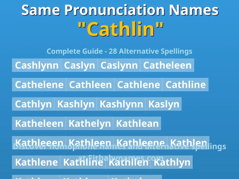 Infographic: Cathlin same pronunciation names, similar names, and homophone names
