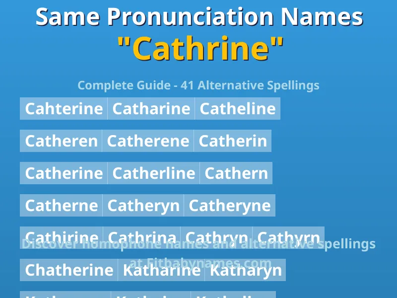 Infographic: Cathrine same pronunciation names, similar names, and homophone names