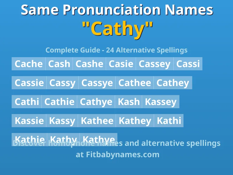 Infographic: Cathy same pronunciation names, similar names, and homophone names