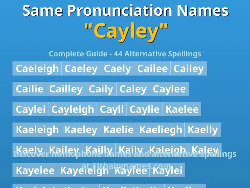Infographic: Cayley same pronunciation names, similar names, and homophone names
