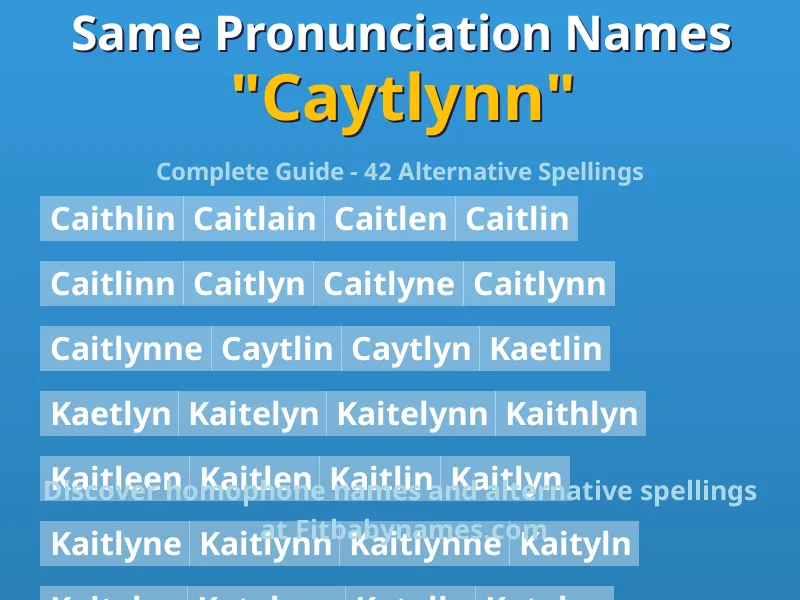 Infographic: Caytlynn same pronunciation names, similar names, and homophone names