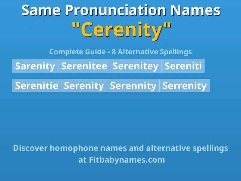Infographic: Cerenity same pronunciation names, similar names, and homophone names