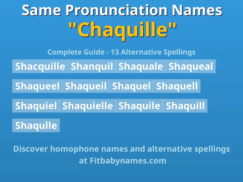 Infographic: Chaquille same pronunciation names, similar names, and homophone names