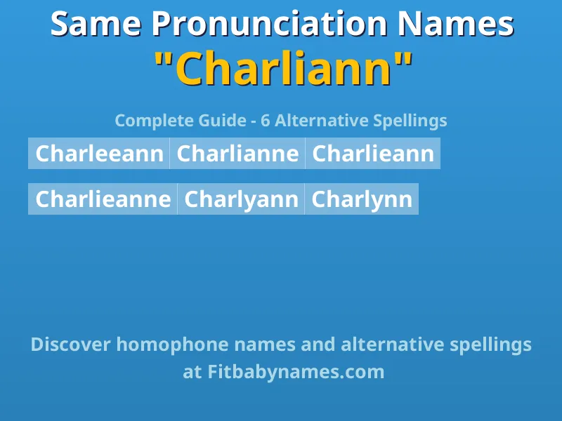 Infographic: Charliann same pronunciation names, similar names, and homophone names