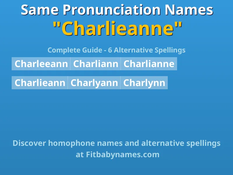 Infographic: Charlieanne same pronunciation names, similar names, and homophone names