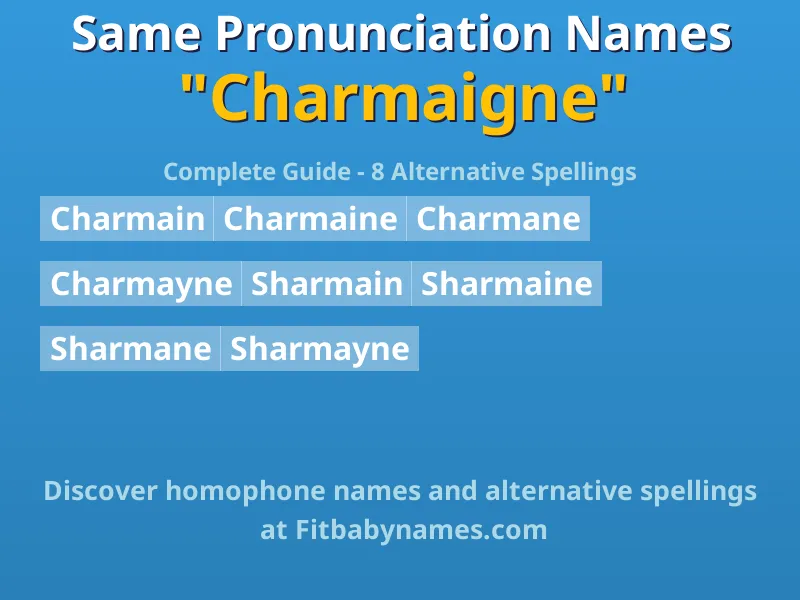 Infographic: Charmaigne same pronunciation names, similar names, and homophone names