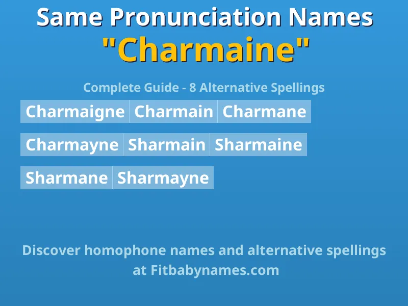 Infographic: Charmaine same pronunciation names, similar names, and homophone names
