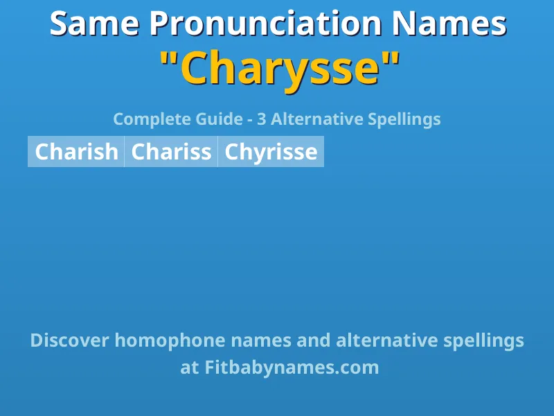 Infographic: Charysse same pronunciation names, similar names, and homophone names