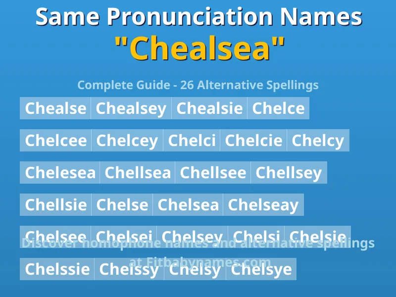 Infographic: Chealsea same pronunciation names, similar names, and homophone names