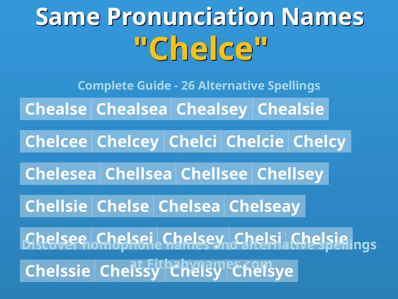Infographic: Chelce same pronunciation names, similar names, and homophone names