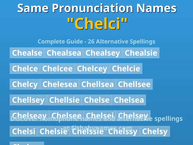 Infographic: Chelci same pronunciation names, similar names, and homophone names