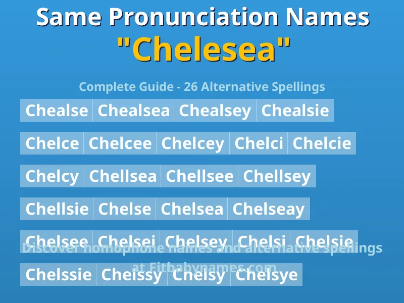 Infographic: Chelesea same pronunciation names, similar names, and homophone names