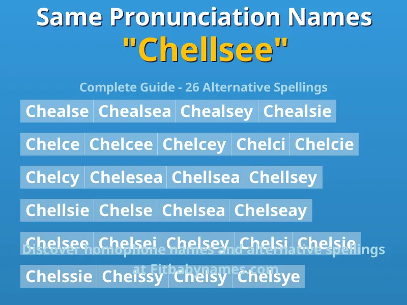 Infographic: Chellsee same pronunciation names, similar names, and homophone names