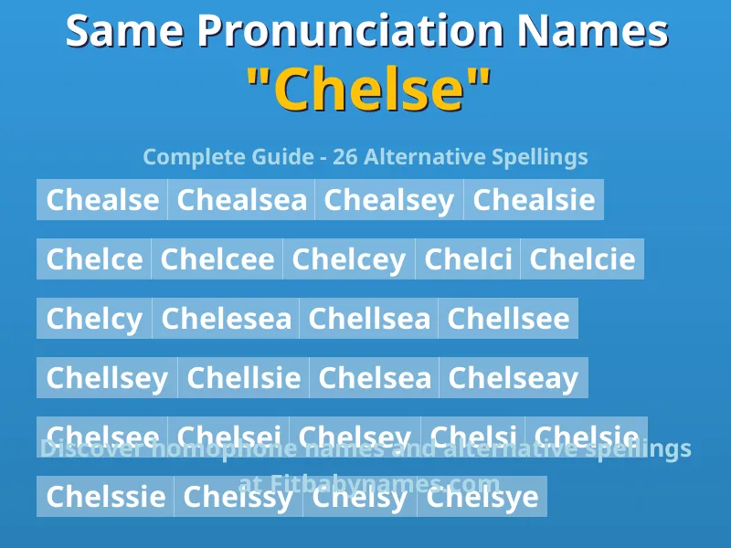Infographic: Chelse same pronunciation names, similar names, and homophone names
