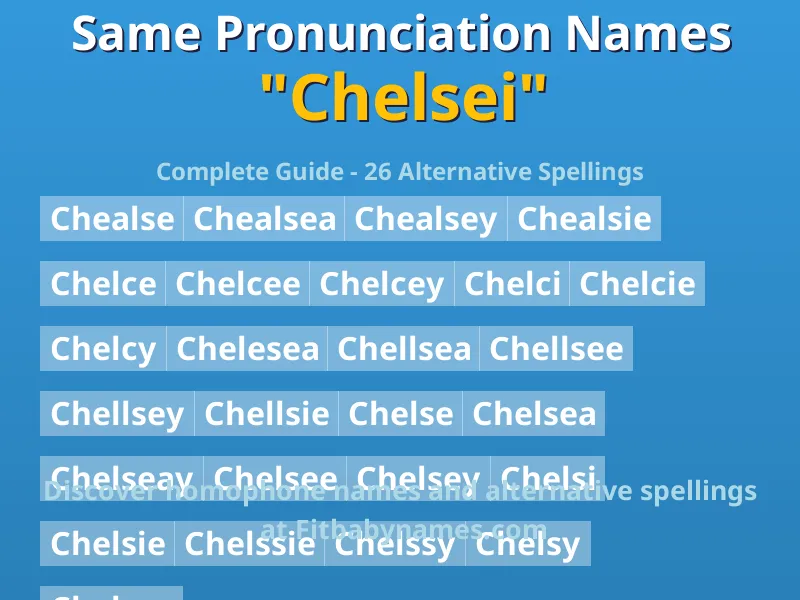 Infographic: Chelsei same pronunciation names, similar names, and homophone names