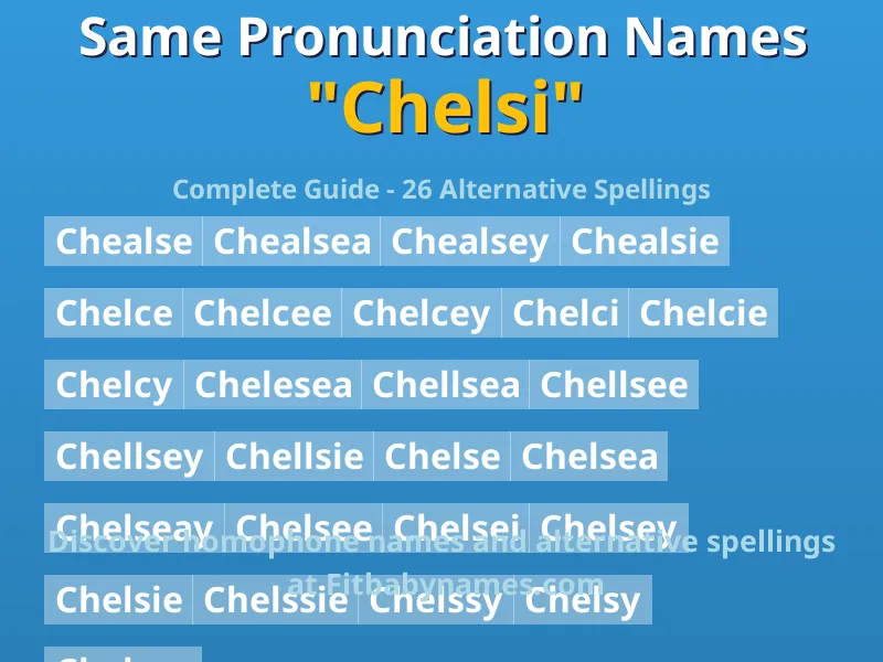 Infographic: Chelsi same pronunciation names, similar names, and homophone names