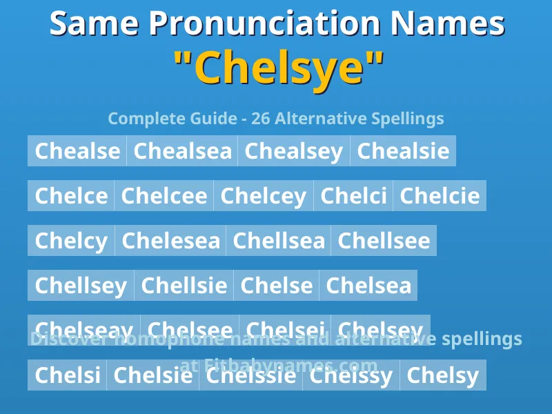 Infographic: Chelsye same pronunciation names, similar names, and homophone names