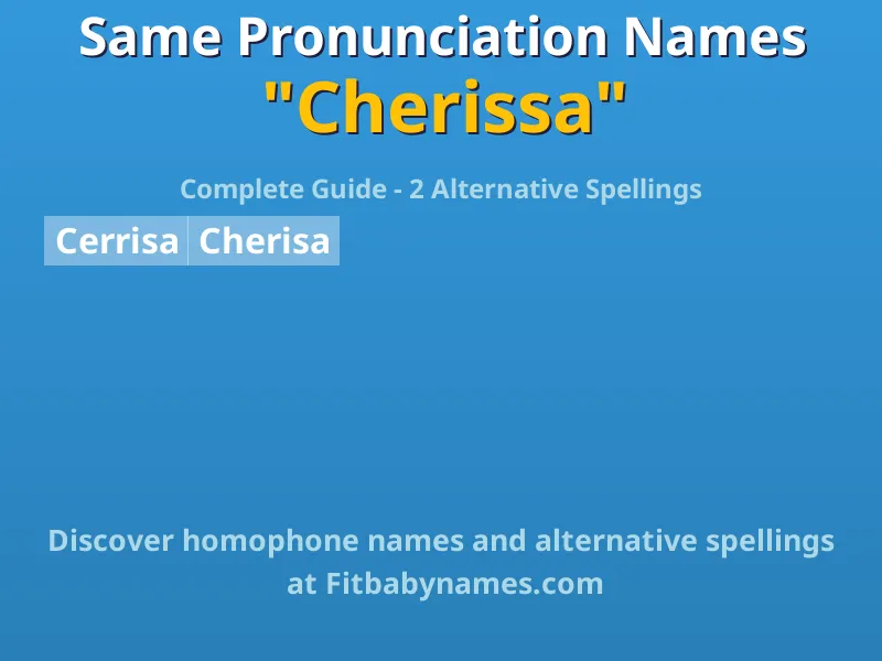 Infographic: Cherissa same pronunciation names, similar names, and homophone names