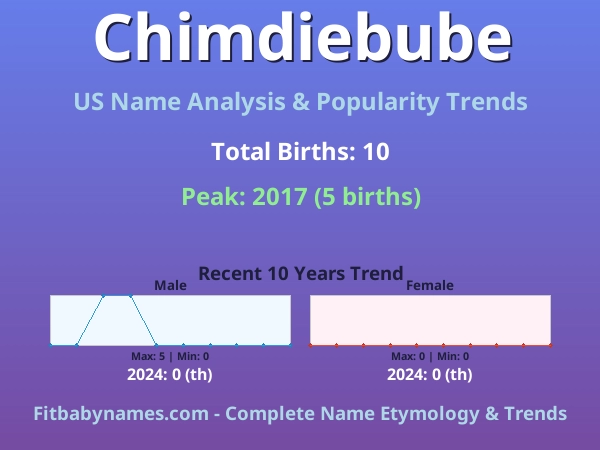 Infographic: Chimdiebube name meaning, origin, and popularity trends in the United States (US baby name analysis chart)