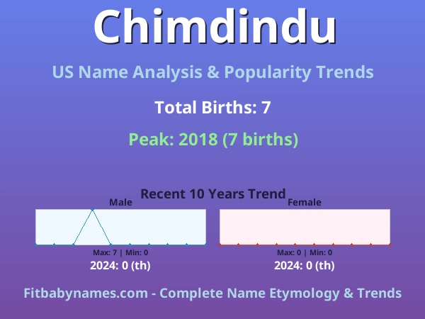 Infographic: Chimdindu name meaning, origin, and popularity trends in the United States (US baby name analysis chart)