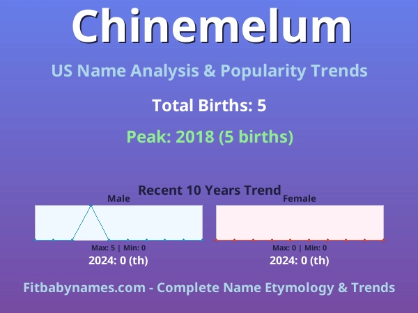 Infographic: Chinemelum name meaning, origin, and popularity trends in the United States (US baby name analysis chart)