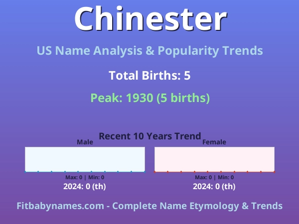 Infographic: Chinester name meaning, origin, and popularity trends in the United States (US baby name analysis chart)
