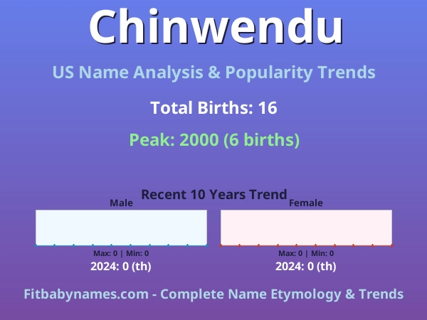 Infographic: Chinwendu name meaning, origin, and popularity trends in the United States (US baby name analysis chart)